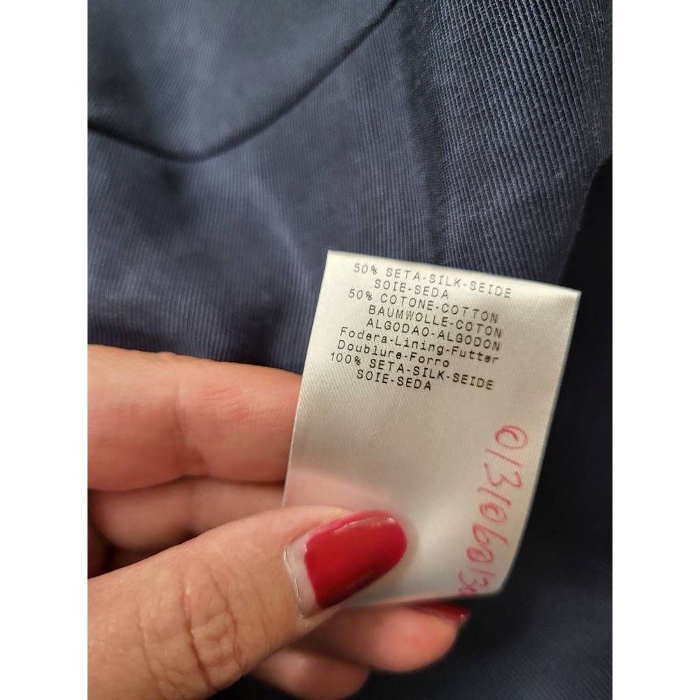 Giorgio Armani Womens Suit Jacket Blazer Blue Polka Dot Long Sleeve Pockets 46 - Picture 9 of 10